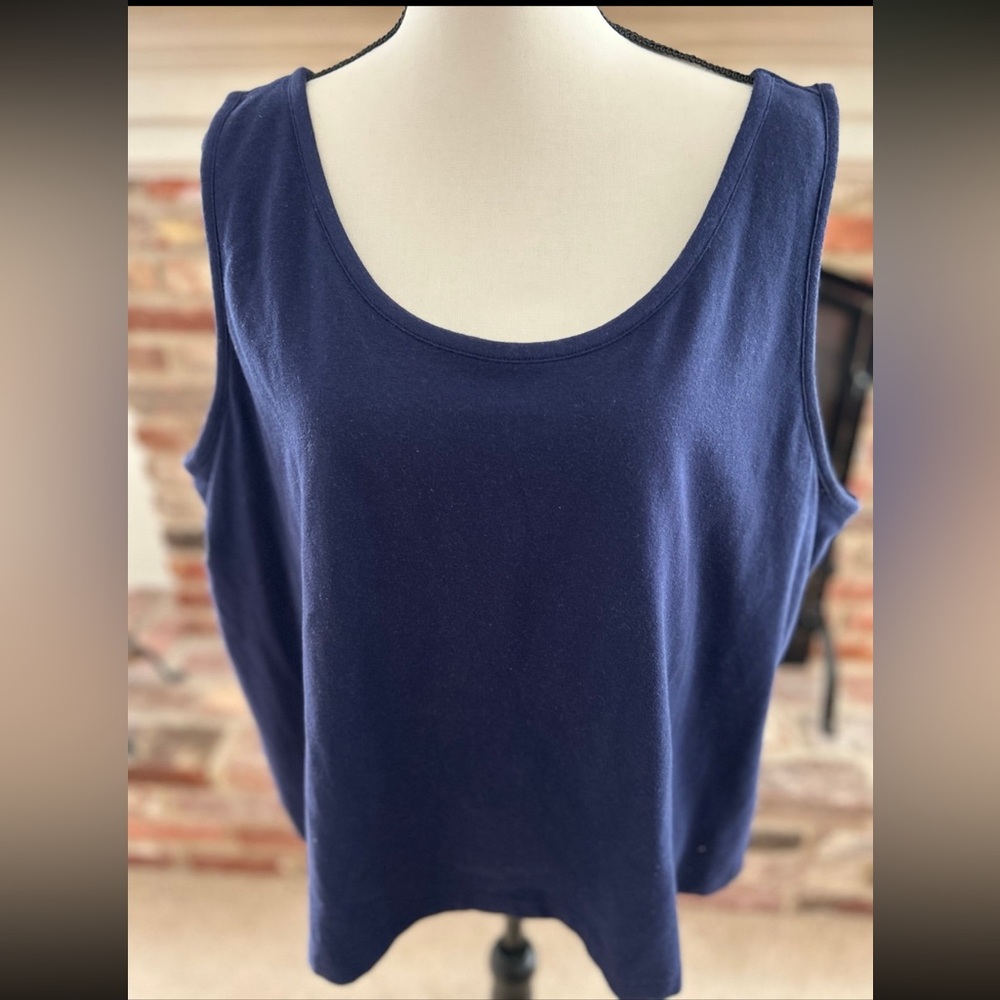 Carole Hochman Blue Tank with Built in Support 97% Cotton- Size 3X BNWOT